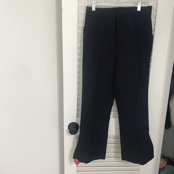 NWT Frame Cropped Navy Linen Pants - Picture 2 of 5